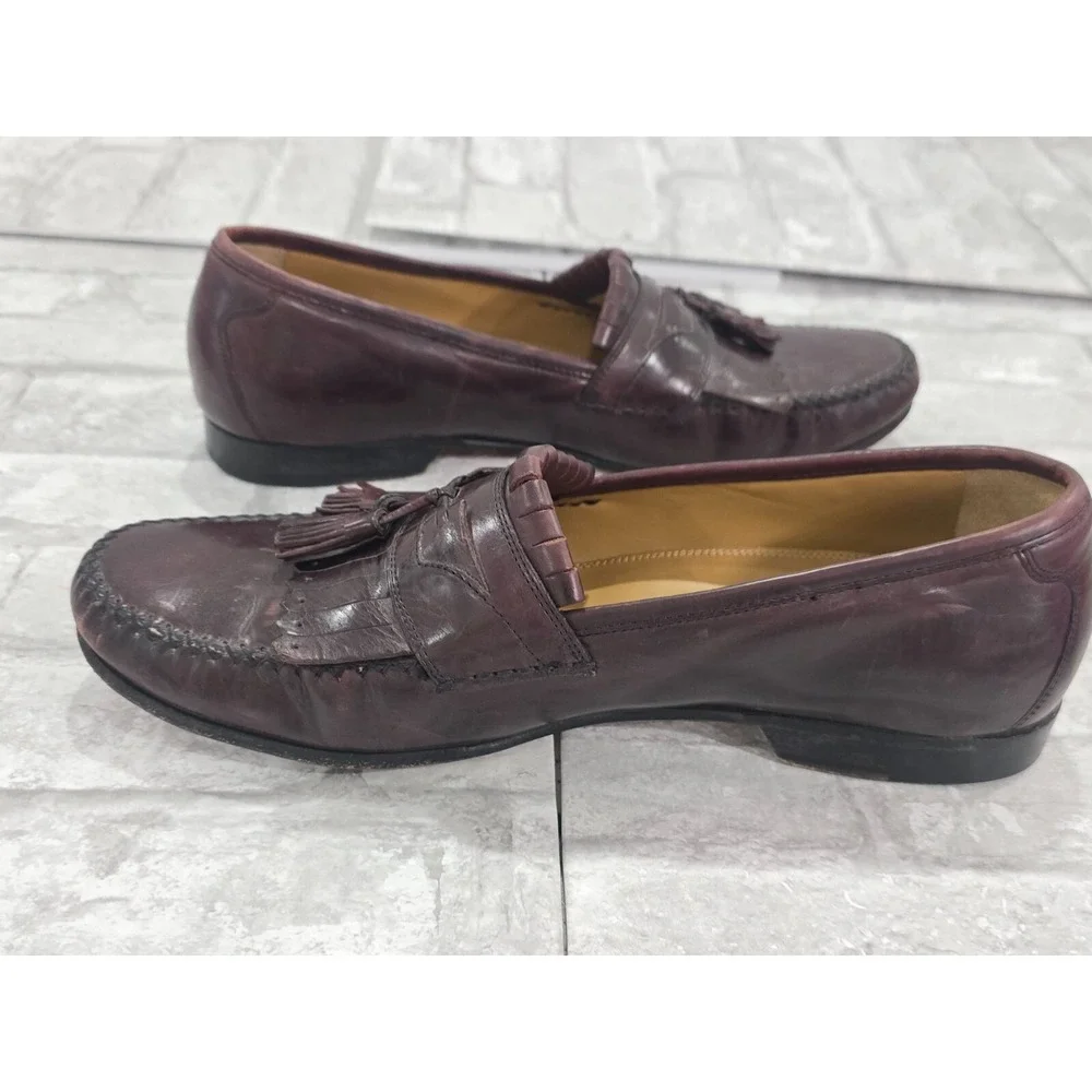 Johnston Murphy Men's Red Brown Leather Tassel Slip On Shoes Size 11 150834‎